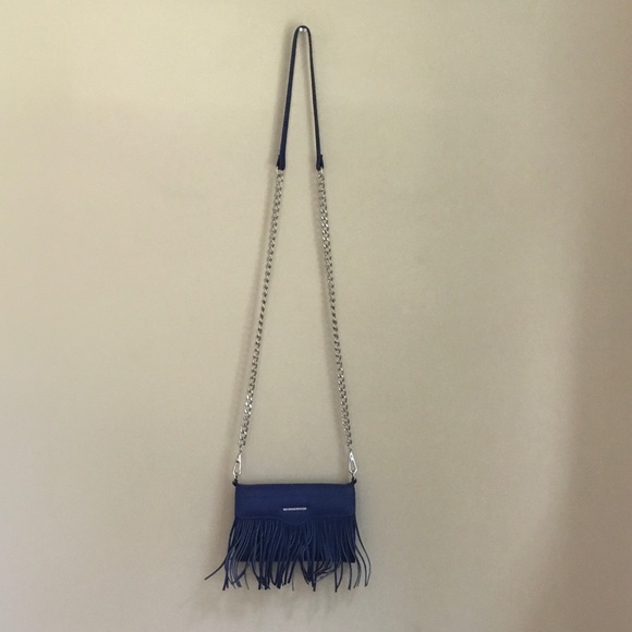 Rebecca Minkoff Blue Leather Fringe Case Mate Convertible Crossbody Bag Clutch - Picture 8 of 16